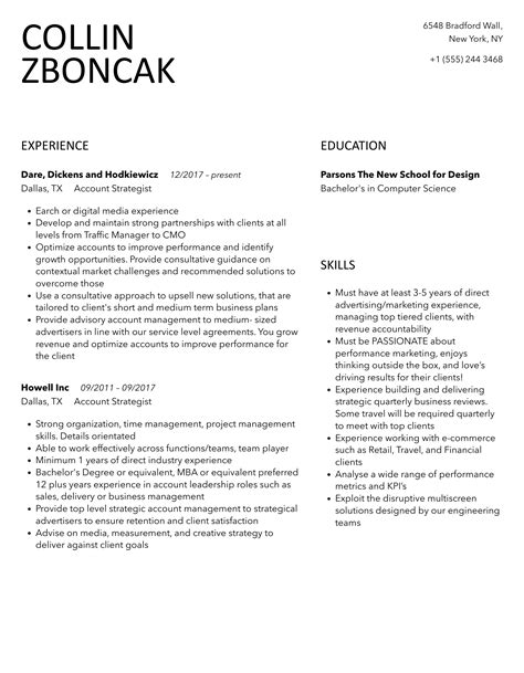 Account Strategist Resume Samples | Velvet Jobs