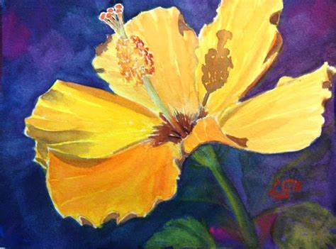 An Hour To Paint: Day 13 - Yellow Hibiscus