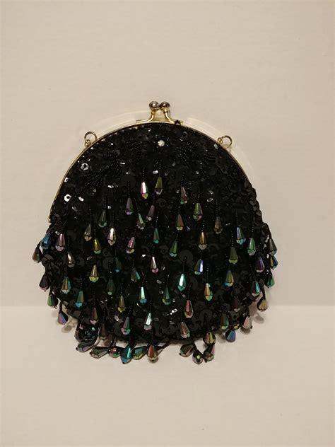 Black Beaded Evening Bag Etsy Hong Kong