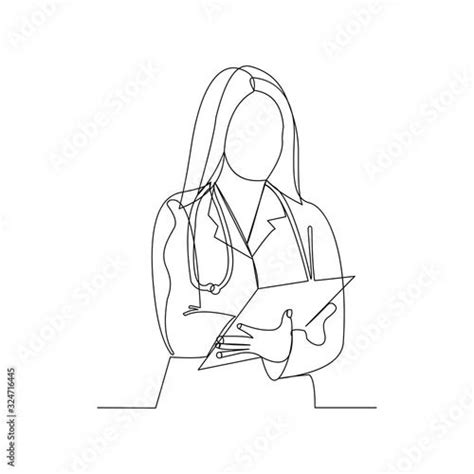 A Continuous Line Drawing Of A Woman Doctor