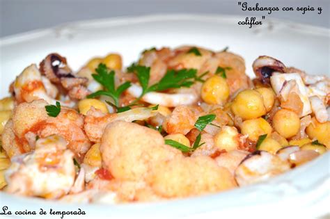 La Cocina De Temporada Garbanzos Con Sepia Y Coliflor