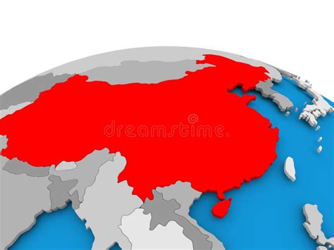 Political Map Of China On Globe With Flag Stock Illustration