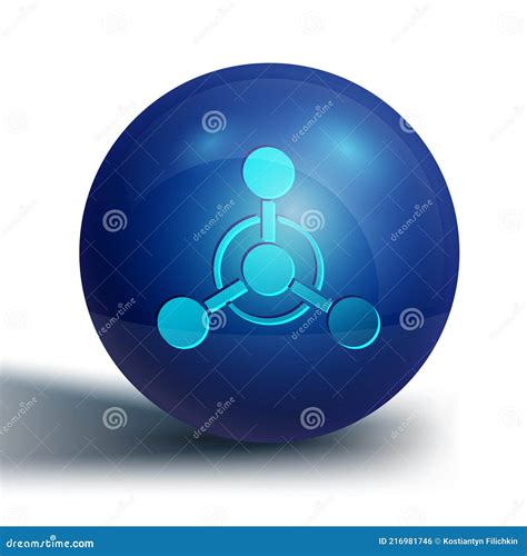 Blue Molecule Icon Isolated On White Background Structure Of Molecules