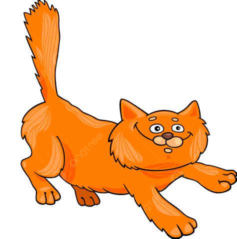 Running Red Fluffy Cat Cartoon Graphic Red Comic Png Transparent