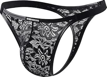 Casey Kevin Men S Thongs Underwear Sexy Lace Low Rise G String Sheer Mesh Bikini Panties At