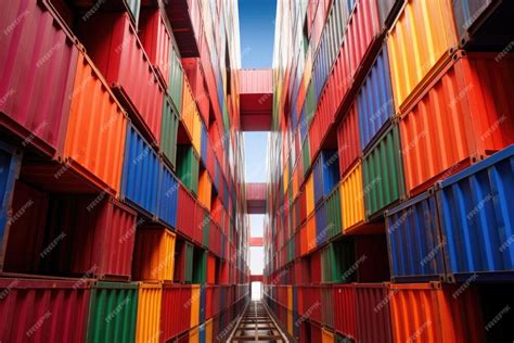 Premium Ai Image Closeup Of Colorful Shipping Containers Stacked On A Freighter