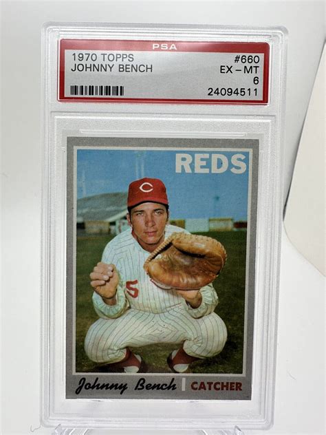 1970 Topps Baseball Card 660 Johnny Bench Graded PSA 6 Cincinnati Reds