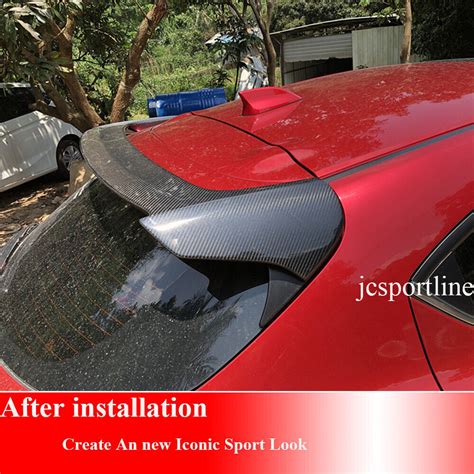 Real Carbon Rear Roof Spoiler Trunk Wing Fit For Mazda Axela