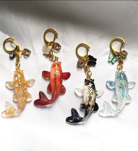 Beautifully Handmade Lucky Koi Fish Keychains With Gorgeous Evil Eye