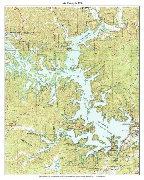 Lake Wapapello 1970 Custom USGS Old Topo Map Missouri OLD MAPS