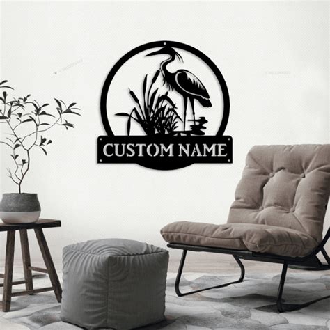 Personalized Herons Bird Monogram Metal Sign Art With Led Lights