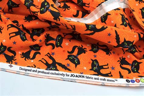 Jo-ann Halloween Fabric Black Cats and Stars Cotton by the - Etsy