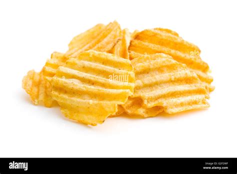 Crinkle Cut Potato Chips Isolated On White Background Stock Photo Alamy