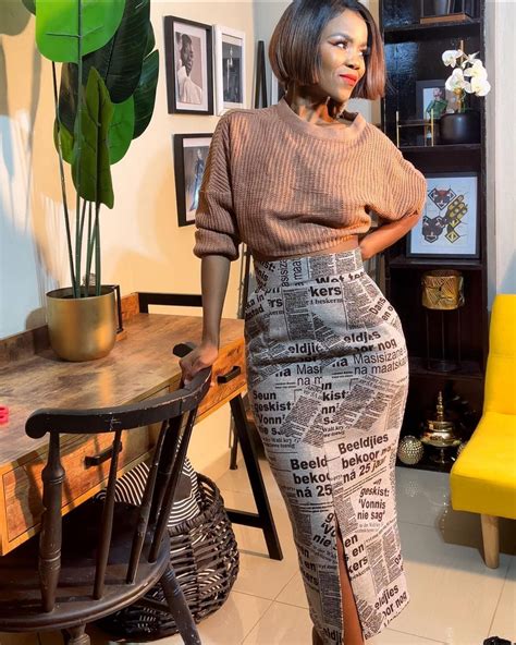 Newspaper Print Haigh Waist Front Slit Skirt Midrand Marabastad