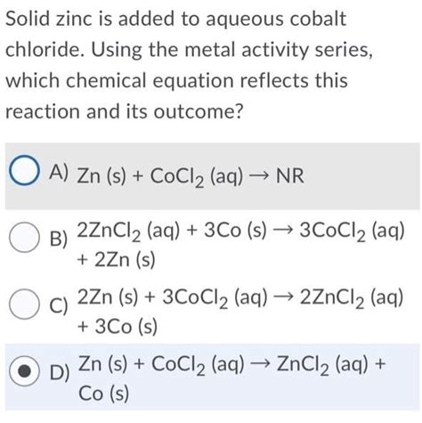 Answered Solid Zinc Is Added To Aqueous Cobalt Bartleby