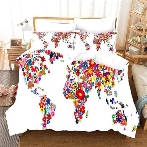 Ensemble De Literie Pour Enfants Ados Couleur Map Housse De Couette