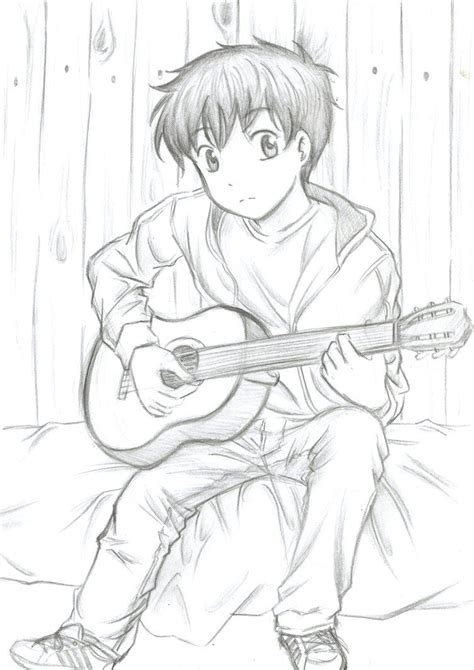 Cute Guitar Boy In 2019 Cute Drawings Drawings Boy Drawing