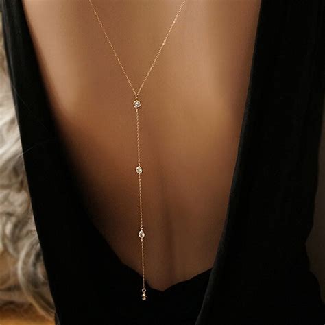 Colar Para As Costas - Delicado Colar De Costas Dourado Com Strass Gargantilha 004 - R$ 36,90 ...