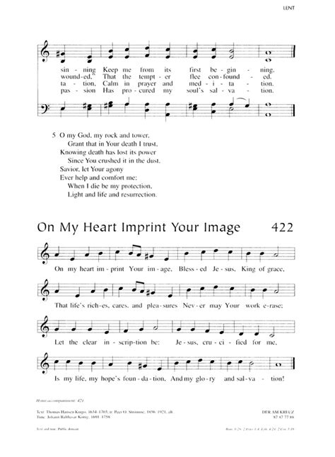 Lutheran Service Book 422 On My Heart Imprint Your Image