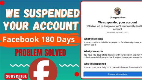 We Suspended Your Account Facebook 180 Days Facebook Suspended