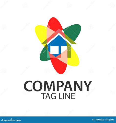 Colorful House Logo Template, Flat Designs Stock Vector - Illustration ...