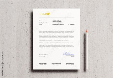 Gold Foil Letterhead Letter Pencil Identity Branding Logo Logotype