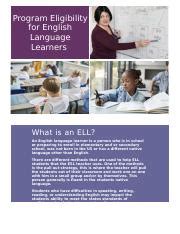 Program Eligibility For English Language Learners Docx Program