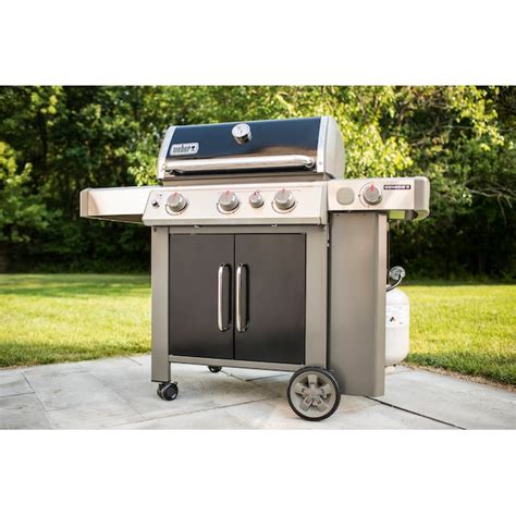 Weber Genesis Ii E 335 Black 3 Burner Liquid Propane Gas Grill With 1 Side Burner 61016001 At