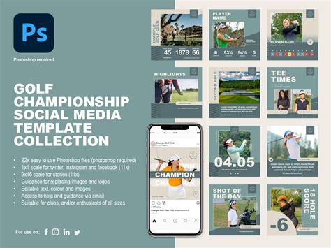 Golf Championship Social Media Template Collection (Photoshop) - Tails