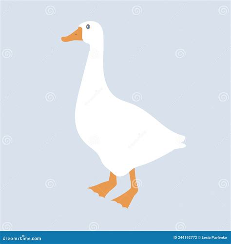 Cute Goose Isolated Flat Vector Cartoon Illustration Stock Vector Illustration Of Flat