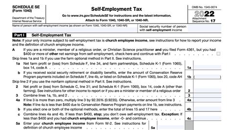 Schedule Se Instructions Self Employment Tax