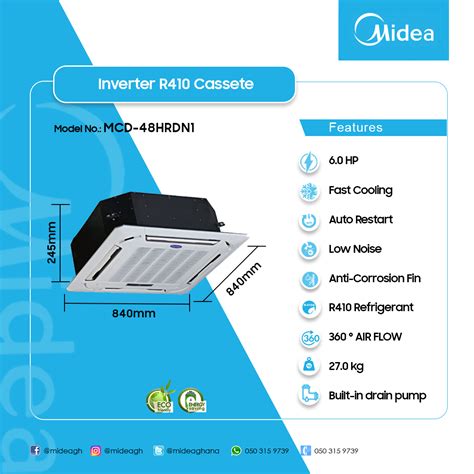 Midea 50hp Inverter R410 Cassette Unit Mcd 48hrdn1 Electroland