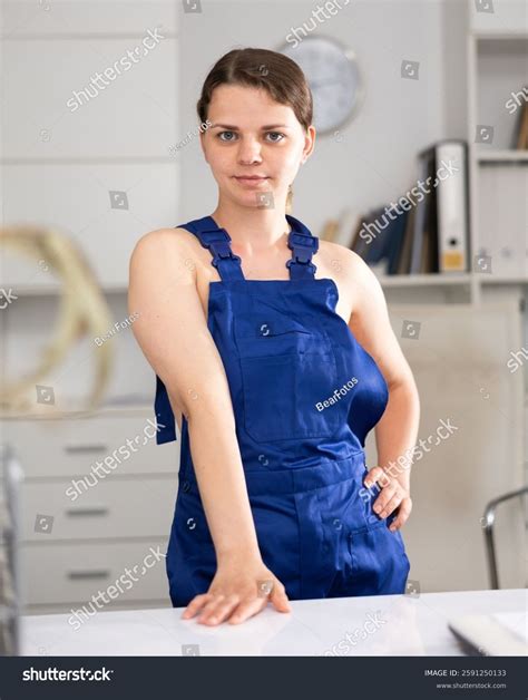 Naked Female Cleaning Service Worker Posing Stock Photo 2591250133