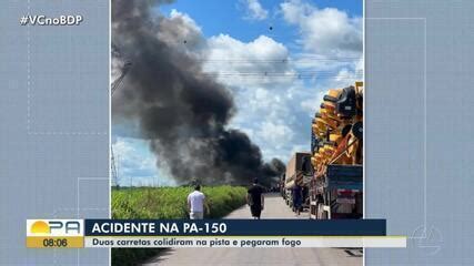 Carretas se chocam e pegam fogo na PA 150 no nordeste do Pará Pará G1