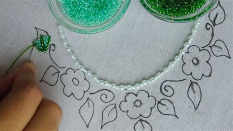 Hand Embroidery Beaded Neckline Embroidery Beads Work For Dress