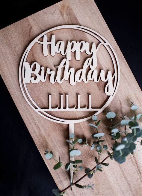 Personalisierter Caketopper Happy Birthday Mit Wunschname Name Aus Holz