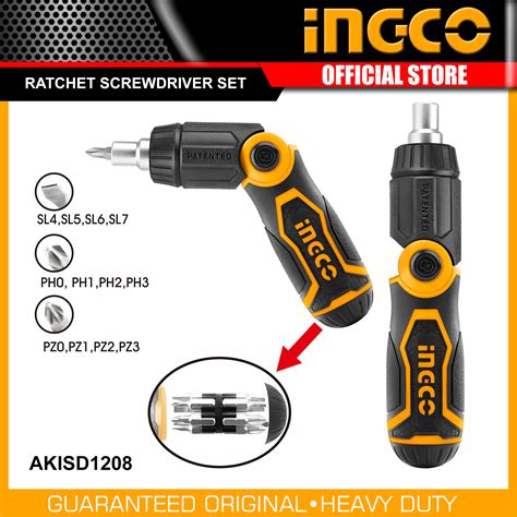 Ingco Akisd In Ratchet Screwdriver Set Cr V Folding Handle