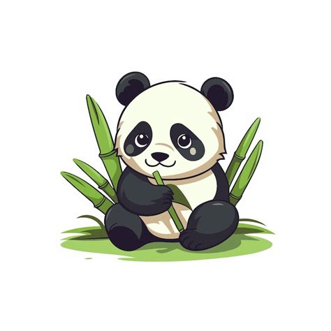 El Lindo Oso Panda Sentado En La Hierba Ilustraci N Vectorial Vector