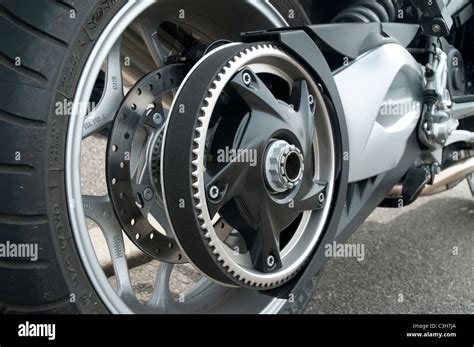 motorcycle belt drive stock photo alamy