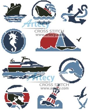 Artecy Cross Stitch Nautical Motifs Counted Cross Stitch Pattern To