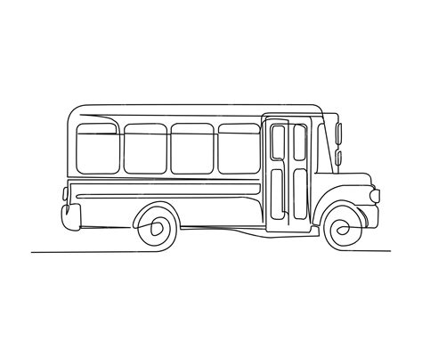 Premium Vector | Continuous one line drawing of old school bus vintage school bus line art
