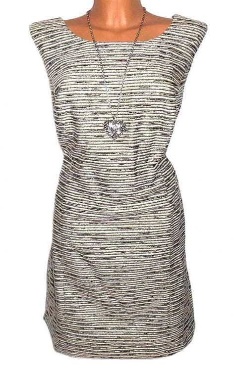 Style Kleid Gr Etuikleid Dress Chanel Tweed Beige Wei Damen Neu