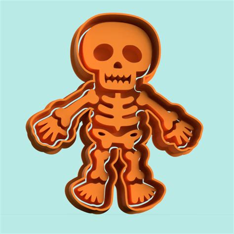 Stl File Marked Skeleton Stamp Cookie Cutter Halloween・3d Print Design To Download・cults