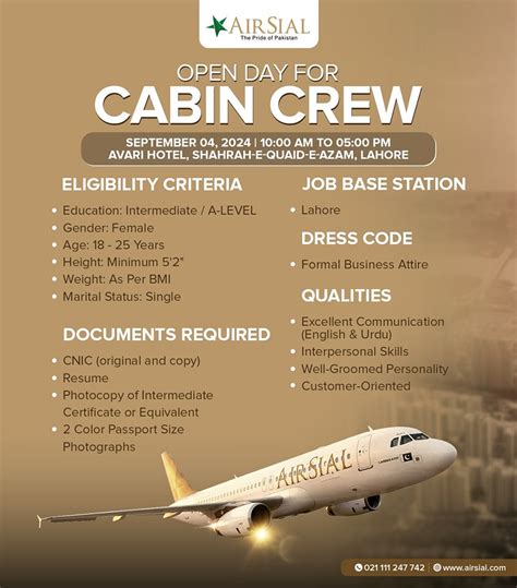 AirSial Lahore Cabin Crew Jobs 2024 Walk In Interviews