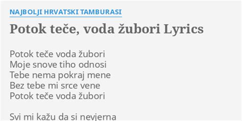 POTOK TEČE VODA ŽUBORI LYRICS by NAJBOLJI HRVATSKI TAMBURASI Potok