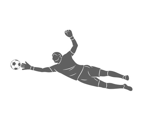 Silhouette Football Goalkeeper Is Jumping For The Ball Soccer On A