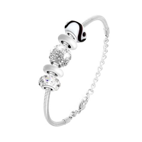 Bracelet De Charms Perles Blancs Et Acier Socharm