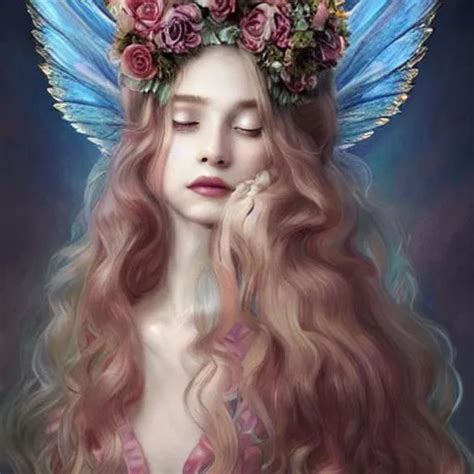 Breathtaking Baroque Long Haired Beauty Fairy Wings Openart