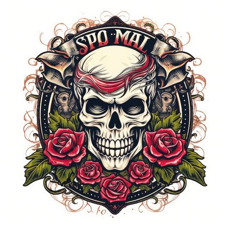 Inspiración en el diseño del logotipo de skull punk rockelemento de