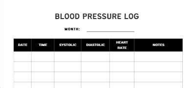 monthly blood pressure tracker printable simple bp tracker fill
